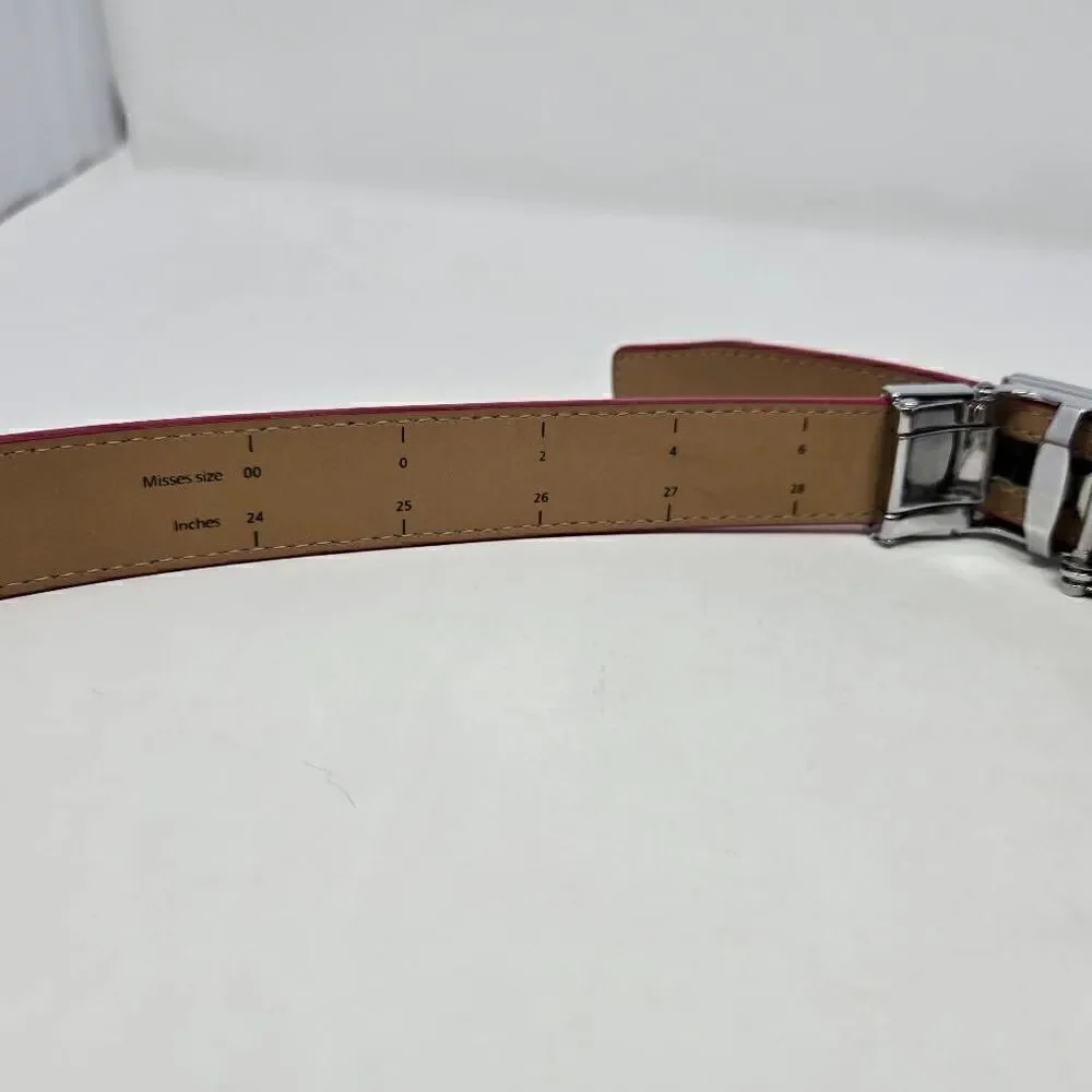 NEXBELT GOLF HIDDEN MARKER PINK LEATHER WOMENS BELT NO HOLES SIZE 00-8 EUC